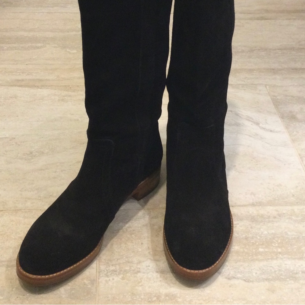 Via Spiga black suede pull on knee boots 6.5 M